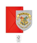   6db Születésnapi meghívó és boríték HARRY POTTER HOGWARTS HOUSES