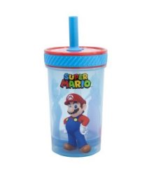   Super Mario felboríthatatlan csúszásgátlós műanyag pohár szívószállal - 370ML