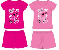   Barbie pamut nyári együttes - póló-rövidnadrág szett - pink - 140
