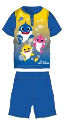   Baby Shark nyári rövid ujjú gyerek pizsama - pamut jersey pizsama - középkék-sárga - 104