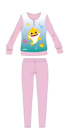 Baby Shark gyerek pizsama kislányoknak - jersey pamut pizsama - világosrózsaszín - 110