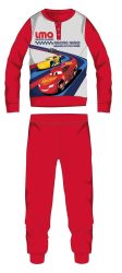  Disney Verdák téli pamut gyerek pizsama - interlock pizsama - Racing hero felirattal - piros - 116