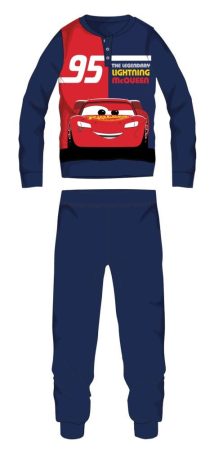 Disney Verdák téli pamut gyerek pizsama - interlock pizsama - The legendary lightning McQueen felirattal - sötétkék - 116
