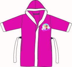   Gyerek köntös - mikroszálas kapucnis - Jégvarázs - 122-128 - pink-fehér