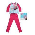   Hosszú vékony pamut gyerek pizsama - Jégvarázs - Anna és Elza mintával Jersey - pink - 134