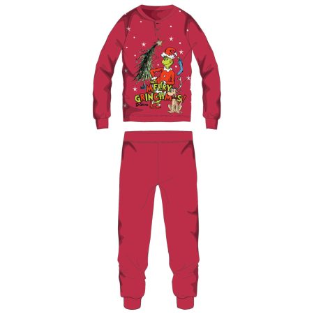 The Grinch vastag interlock karácsonyi pamut pizsama férfiaknak - XXL