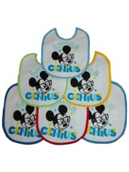   Mickey egér baba előke 6 darab/csomag - pamut előke - világoskék-középkék-sötétkék-sárga-piros-zöld