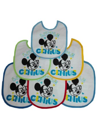 Mickey egér baba előke 6 darab/csomag - pamut előke - világoskék-középkék-sötétkék-sárga-piros-zöld