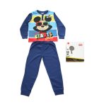   Hosszú vékony pamut gyerek pizsama - Mickey egér - Summer starts felirattal - Jersey - sötétkék - 122