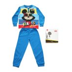   Hosszú vékony pamut gyerek pizsama - Mickey egér - Summer starts felirattal - Jersey - középkék - 122
