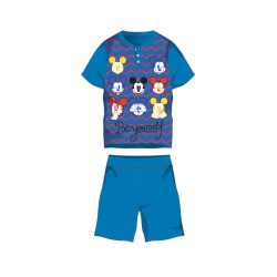   Nyári rövid ujjú gyerek pamut pizsama - Disney Mickey egér - Be yourself felirattal - középkék - 104