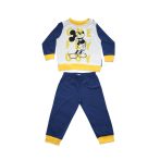   Hosszú vékony pamut baba pizsama - Mickey egér - One fly guy felirattal - Jersey - sötétkék-sárga - 92
