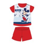   Nyári rövid ujjú pamut baba pizsama - Disney Mickey egér - csíkos - piros - 92