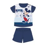   Nyári rövid ujjú pamut baba pizsama - Disney Mickey egér - csíkos - sötétkék - 80