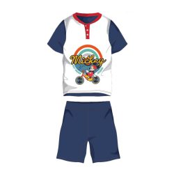   Nyári rövid ujjú gyerek pamut pizsama - Disney Mickey egér - Mickey felirattal - sötétkék - 110