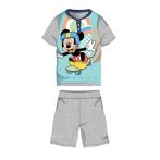  Nyári rövid ujjú gyerek pamut pizsama - Disney Mickey egér - Mickey felirattal - szürke - 116