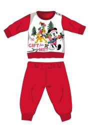   Disney Mickey egér téli vastag karácsonyi baba pizsama - pamut flanel pizsama - piros - 92