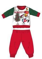   Disney Mickey egér téli vastag karácsonyi baba pizsama - pamut flanel pizsama - piros-zöld - 92