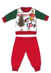  Disney Mickey egér téli vastag karácsonyi baba pizsama - pamut flanel pizsama - piros-zöld - 98