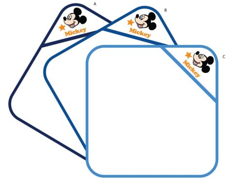Disney Mickey egér kapucnis babatörölköző hímzett mintával - 70 x 70 cm - világoskék