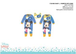  Disney Mickey egér baba rugdalózó előkével - acélkék - 3-6 hónapos babának