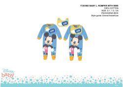   Disney Mickey egér baba rugdalózó előkével - világoskék - 1-3 hónapos babának