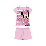   Nyári rövid ujjú gyerek pamut pizsama - Disney Minnie egér - csíkos - világosrózsaszín - 134