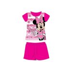   Nyári rövid ujjú gyerek pamut pizsama - Disney Minnie egér - csíkos - pink - 122