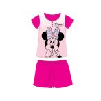   Nyári rövid ujjú gyerek pamut pizsama - Disney Minnie egér - Minnie felirattal - pink - 104