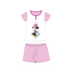   Nyári rövid ujjú gyerek pamut pizsama - Disney Minnie egér - Minnie felirattal - világosrózsaszín - 128