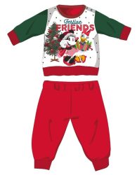   Disney Minnie egér téli vastag karácsonyi baba pizsama - pamut flanel pizsama - piros-zöld - 92