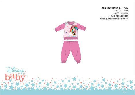 Disney Minnie egér baba pizsama - jersey pamut pizsama - rózsaszín - 80