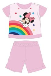   Disney Minnie egér nyári rövid ujjú baba pizsama - pamut jersey pizsama - szívárvány mintával - világosrózsaszín - 80