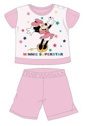   Disney Minnie egér nyári rövid ujjú baba pizsama - pamut jersey pizsama - Minnie Superstar felirattal - világosrózsaszín - 92