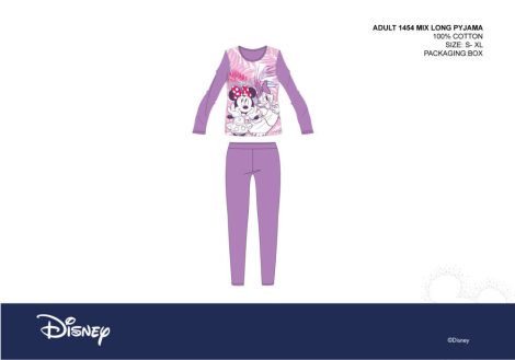 Disney Minnie egér női jersey pizsama - pamut pizsama - lila - XS