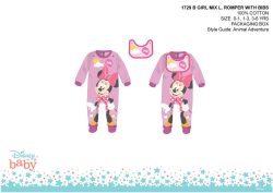   Disney Minnie egér baba rugdalózó előkével - világosrózsaszín-lila - 1-3 hónapos babának