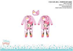   Disney Minnie egér baba rugdalózó előkével - világosrózsaszín-rózsaszín - 1-3 hónapos babának
