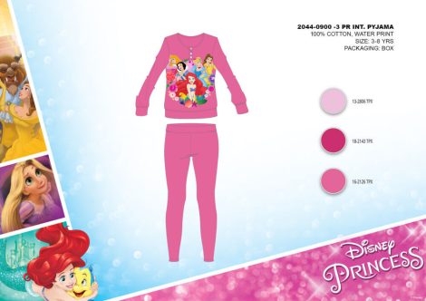 Téli pamut interlock gyerek pizsama - Disney Hercegnők - rózsaszín - 116