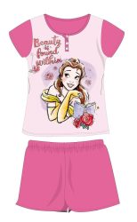   Disney Hercegnők nyári rövid ujjú gyerek pizsama - pamut jersey pizsama - sötétrózsaszín - 110