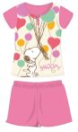   Snoopy rövid ujjú nyári pamut pizsama - gyerek jersey pizsama - rózsaszín - 98