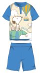   Snoopy rövid ujjú nyári pamut pizsama - gyerek jersey pizsama - világoskék - 98