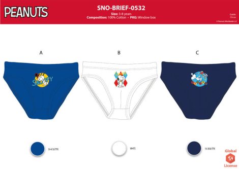 Snoopy kisfiú alsó - 3 darabos pamut alsó