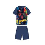   Nyári rövid ujjú gyerek pamut pizsama - Pókember - Super Hero felirattal - sötétkék - 116