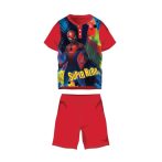   Nyári rövid ujjú gyerek pamut pizsama - Pókember - Super Hero felirattal - piros - 140