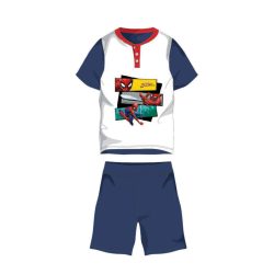   Nyári rövid ujjú gyerek pamut pizsama - Pókember - Spiderman felirattal - sötétkék - 98