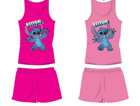 Disney Stitch pamut nyári együttes - trikó-rövidnadrág szett - rózsaszín - 116