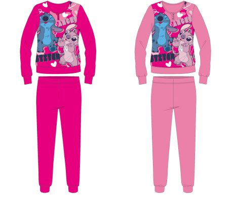 Disney Stitch pamut flanel gyerek pizsama - rózsaszín - 104