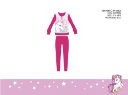   Unikornis vékony pamut gyerek pizsama - jersey pizsama - pink - 104