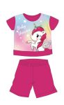 Unikornis nyári rövid ujjú baba pizsama - pamut jersey pizsama - pink - 92