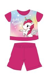   Unikornis nyári rövid ujjú baba pizsama - pamut jersey pizsama - pink - 92